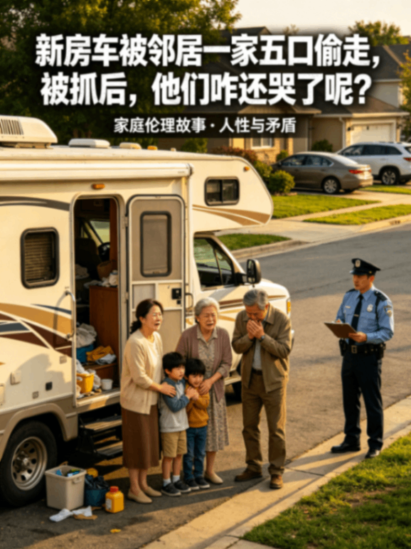 新房车被邻居一家五口偷走，被抓后，他们咋还哭了呢？