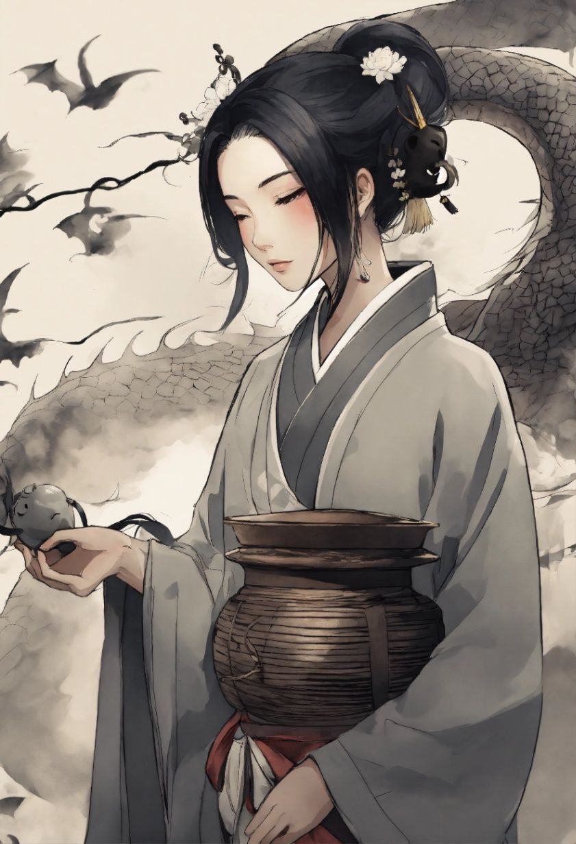 兼墨卷軸‧劍與白羽扇